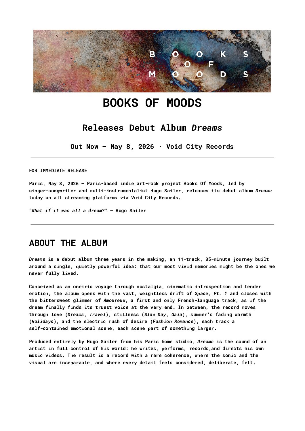 Books Of Moods Turn Memory Into Cinema on Dreams